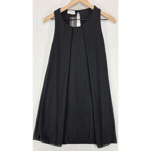 NWT Black Chiffon Mini Dress LBD Italy Women's One Size Minimalist Classic